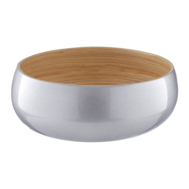 Orsina Kyoto Silver Bamboo Bowl – Hand-Spun Medium Serving Bowl