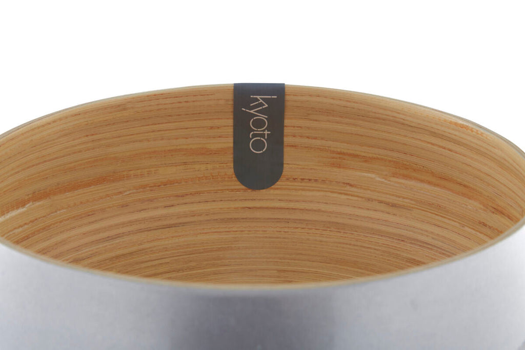 Orsina Kyoto Silver Bamboo Bowl – Hand-Spun Medium Serving Bowl
