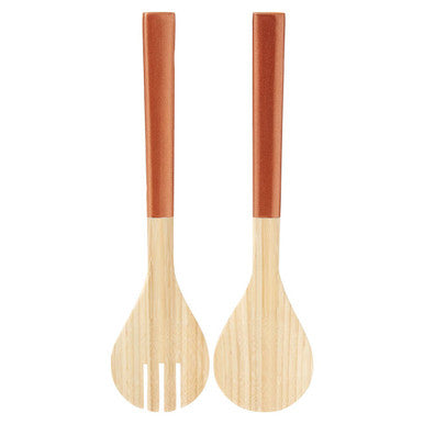 Orsina Kyoto Rose Gold Salad Servers | Hand-Spun Bamboo Utensils