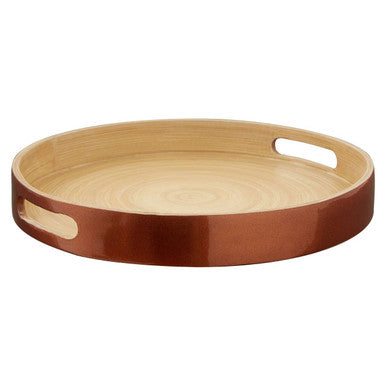 Orsina Kyoto Small Round Rose Gold Serving Tray with Handles