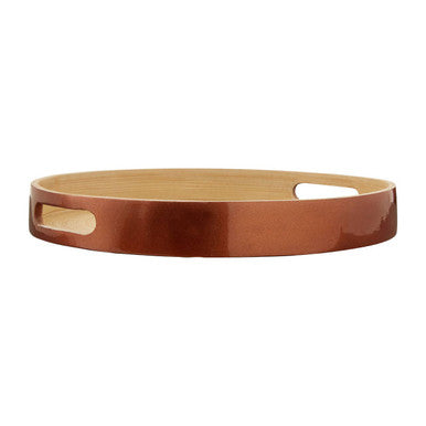 Orsina Kyoto Small Round Rose Gold Serving Tray with Handles