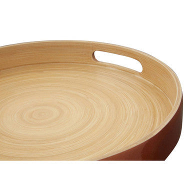 Orsina Kyoto Small Round Rose Gold Serving Tray with Handles