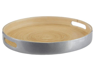 Orsina Kyoto Small Silver Serving Tray with Side Handles | Modern Decor