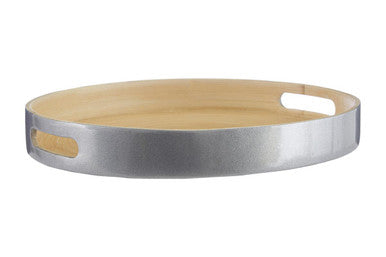 Orsina Kyoto Small Silver Serving Tray with Side Handles | Modern Decor