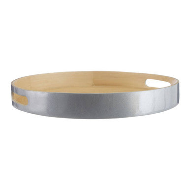 Orsina Kyoto Large Silver Serving Tray with Handles | Metallic Decor