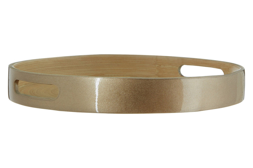 Orsina Kyoto Small Round Gold Serving Tray with Handles – 12 Inch