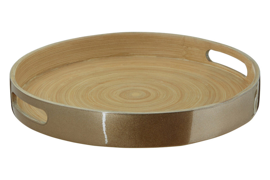 Orsina Kyoto Small Round Gold Serving Tray with Handles – 12 Inch