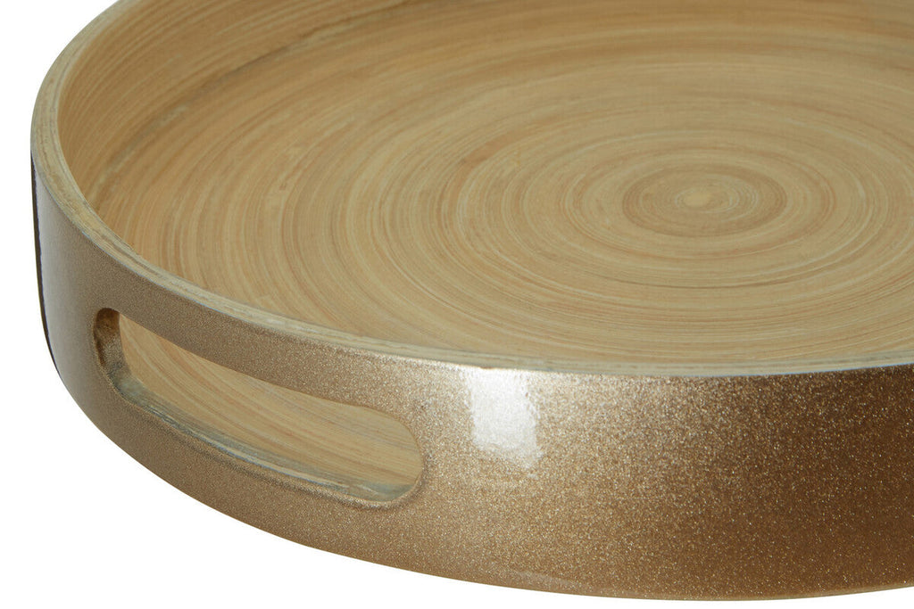 Orsina Kyoto Small Round Gold Serving Tray with Handles – 12 Inch