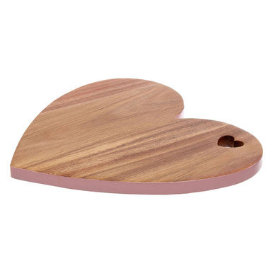 Orsina Acacia Heart Chopping and Serving Board with Pink Edge