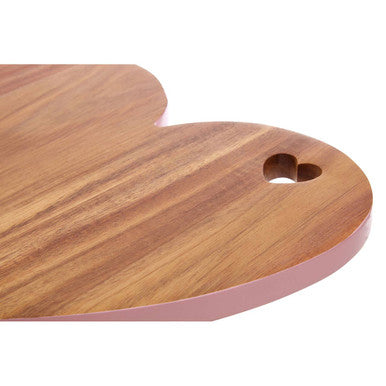 Orsina Acacia Heart Chopping and Serving Board with Pink Edge