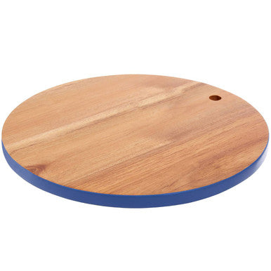 Orsina Round Acacia Wood Chopping and Serving Board with Blue Edge