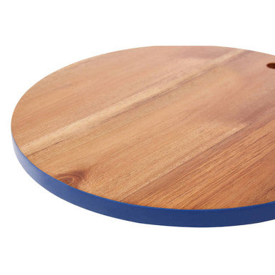Orsina Round Acacia Wood Chopping and Serving Board with Blue Edge