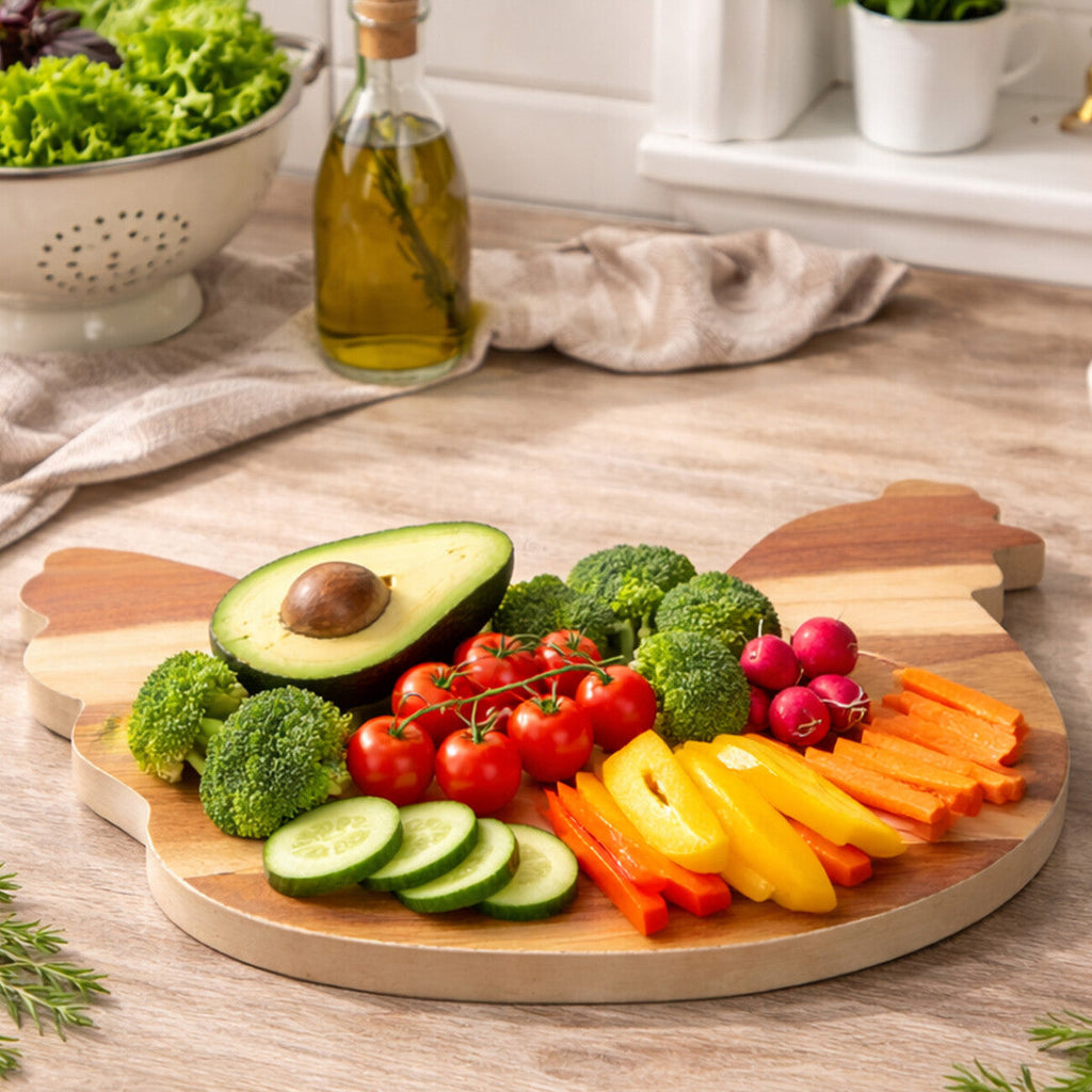 Orsina Acacia Wood Hen Chopping and Serving Board with Cream Edge