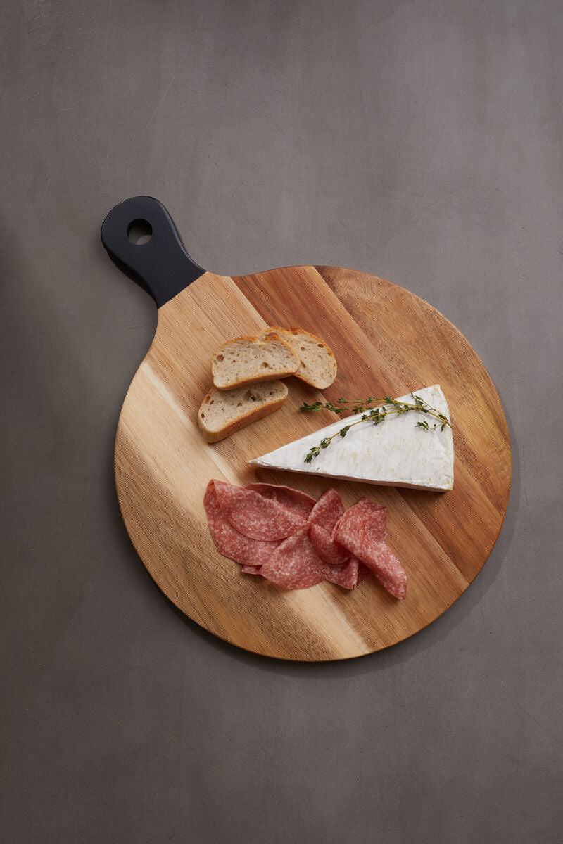 Orsina Socorro Acacia Wood Chopping and Serving Board with Black Handle