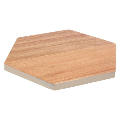 Orsina Acacia Wood Hexagonal Serving Board – White Edge Chopping Block