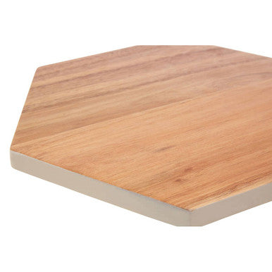 Orsina Acacia Wood Hexagonal Serving Board – White Edge Chopping Block
