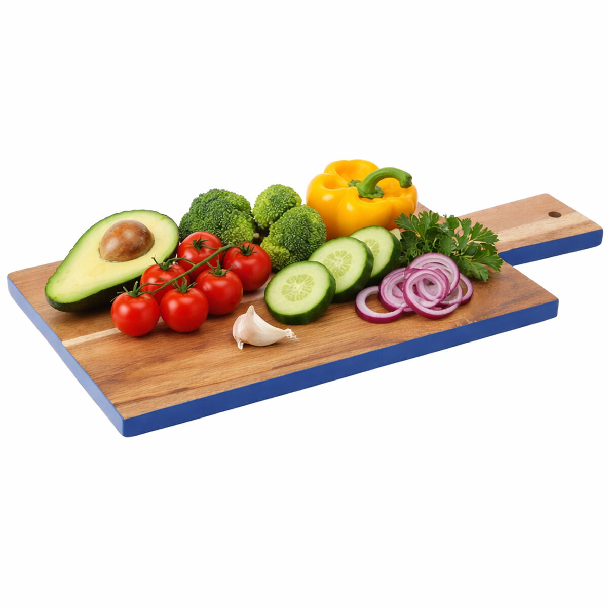Orsina Socorro Acacia Wood Chopping and Serving Board with Blue Edge