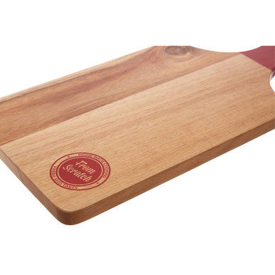 Orsina Acacia Wood Chopping and Serving Board with Red Handle Accent
