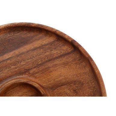 Orsina Acacia Wood Chip and Dip Dish – Round Wooden Serving Platter