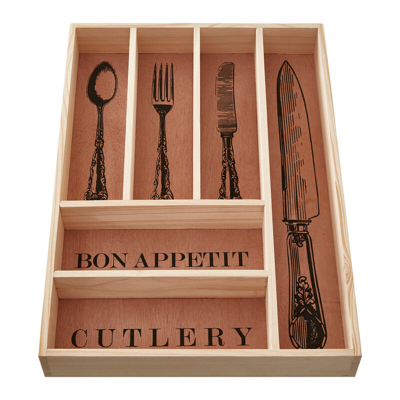 Orsina Wooden Cutlery Tray – Vintage Kitchen Drawer Organizer Insert