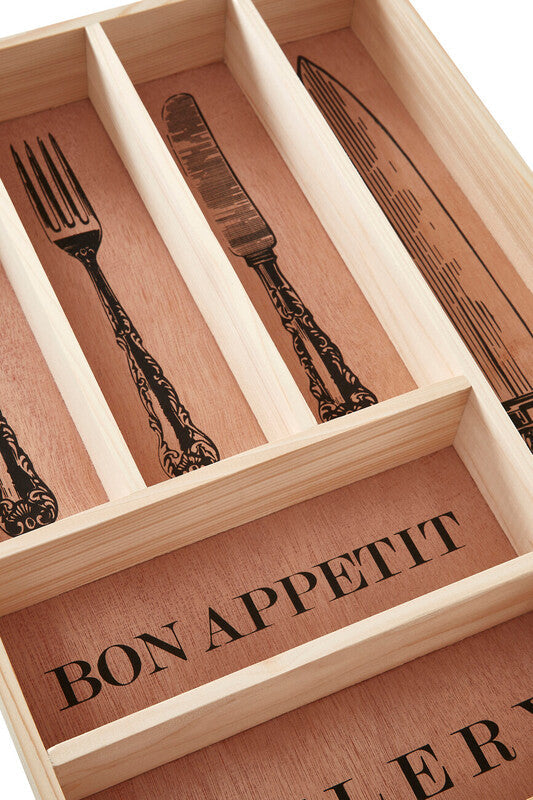 Orsina Wooden Cutlery Tray – Vintage Kitchen Drawer Organizer Insert