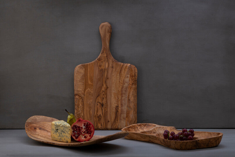 Orsina Kora Olive Wood Fruit Tray – Natural Grain Kitchen Decor