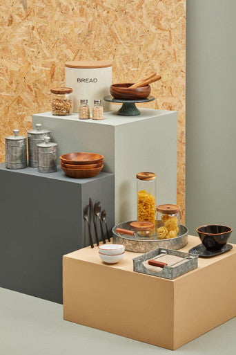 Orsina Kora Olive Wood Flat Salad Servers – 2-Piece Wooden Serving Set