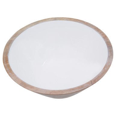 Orsina Kara Mango Wood Tapered Serving Bowl – Medium White Interior
