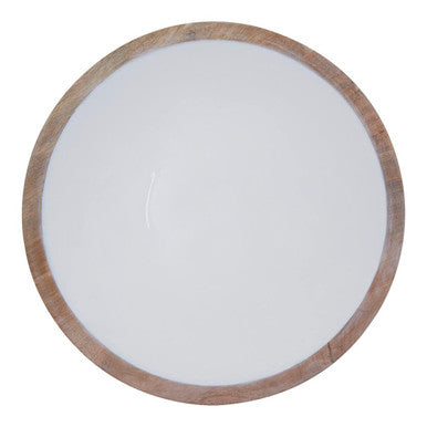 Orsina Kara Mango Wood Tapered Serving Bowl – Medium White Interior