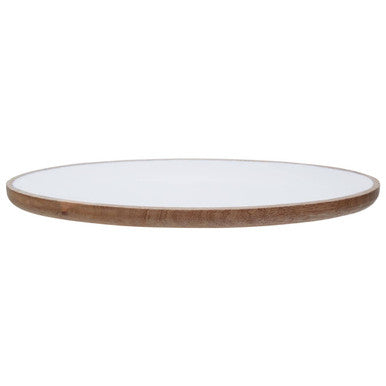 Orsina Kara Mango Wood Oval Serving Platter with White Enamel Center