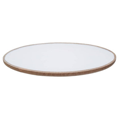 Orsina Kara Mango Wood Oval Serving Platter with White Enamel Center