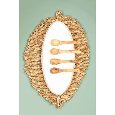 Orsina Kara Mango Wood Oval Serving Platter with White Enamel Center