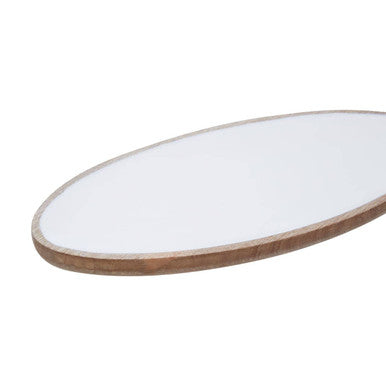 Orsina Kara Mango Wood Oval Serving Platter with White Enamel Center