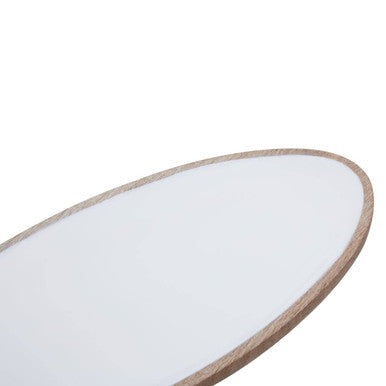 Orsina Kara Mango Wood Oval Serving Platter with White Enamel Center