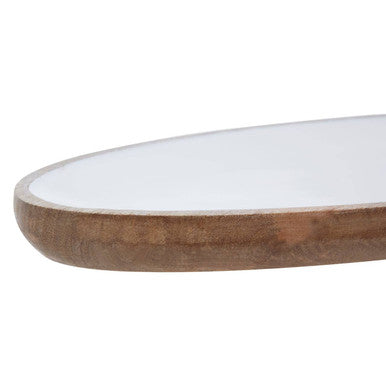 Orsina Kara Mango Wood Oval Serving Platter with White Enamel Center