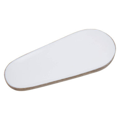 Orsina Kara Small Oval Serving Dish – White Enamel & Mango Wood