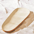 Orsina Kara Large Oval Serving Platter – Mango Wood & White Enamel