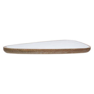 Orsina Kara Small Mango Wood Serving Platter | White Gloss Interior