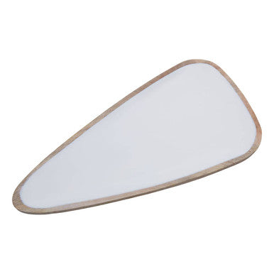 Orsina Kara Small Mango Wood Serving Platter | White Gloss Interior