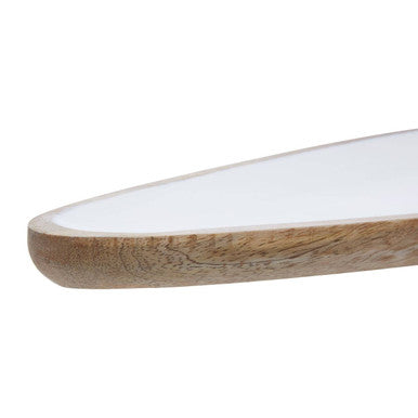 Orsina Kara Small Mango Wood Serving Platter | White Gloss Interior