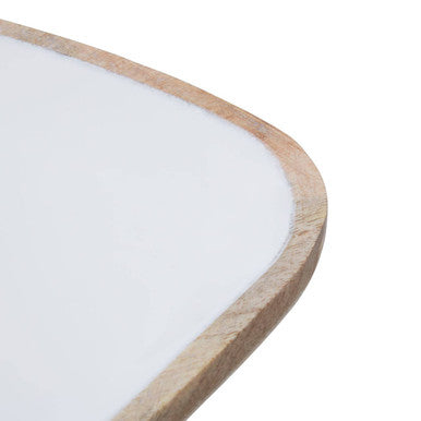 Orsina Kara Small Mango Wood Serving Platter | White Gloss Interior