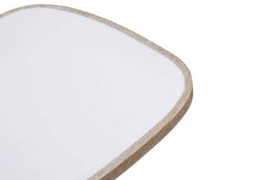 Orsina Kara Large Mango Wood Serving Platter with White Enamel