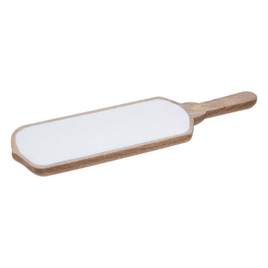 Orsina Kara Mango Wood Paddle Serving Board with White Enamel