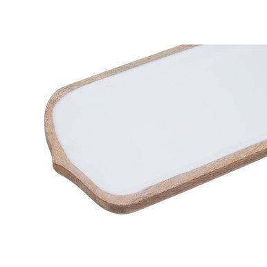 Orsina Kara Mango Wood Paddle Serving Board with White Enamel