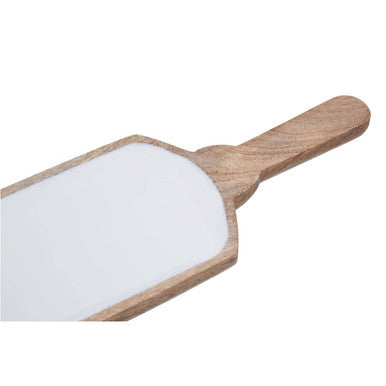 Orsina Kara Mango Wood Paddle Serving Board with White Enamel
