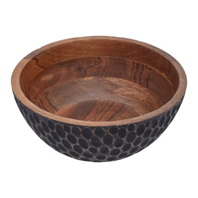 Orsina Kara Small Mango Wood Bowl – Two-Tone Black & Natural Serving Bowl