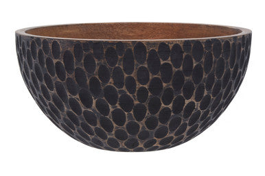 Orsina Kara Small Mango Wood Bowl – Two-Tone Black & Natural Serving Bowl