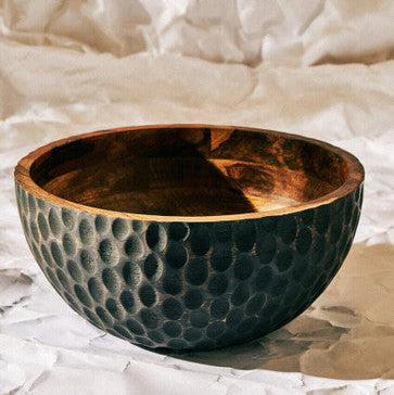 Orsina Kara Small Mango Wood Bowl – Two-Tone Black & Natural Serving Bowl