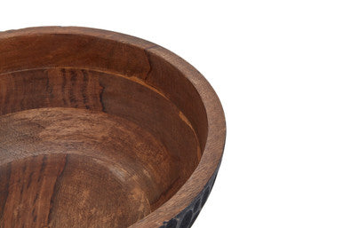Orsina Kara Small Mango Wood Bowl – Two-Tone Black & Natural Serving Bowl