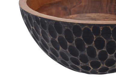 Orsina Kara Small Mango Wood Bowl – Two-Tone Black & Natural Serving Bowl